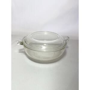 Vintage Pyrex 019 20 Oz Clear Glass Round Casserole Baking Dish With Lid USA
